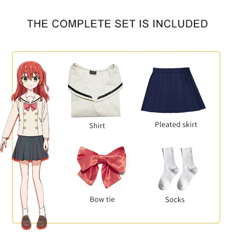 Ikuyo Kita Cosplay Anime Bocchi The Rock Ikuyo Kita Cosplay Costume JK Uniform Red Wig Skirt Socks Cos Uniform for Women