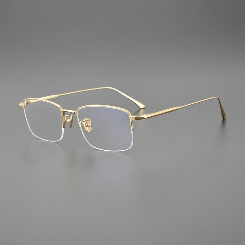 Business pure titanium wire edge half frame eyeglass frame, men's gold elegant eyeglass frame