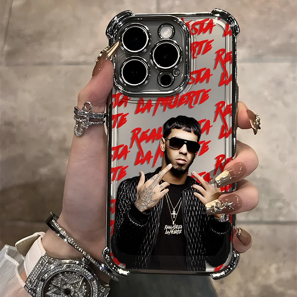 Anuel AA rapper Real Hasta La Muerte Plating Case For Samsung S24 S23 S22 S21 S20 FE Note20 Plus Ultra 4G 5G Anti Fall Airbag