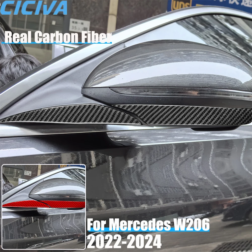 

Real Carbon Fiber Car Accessories Side Mirror Decorative Panel Cover Soft Sticker For Mercedes Benz C-class W206 2022 2023 2024