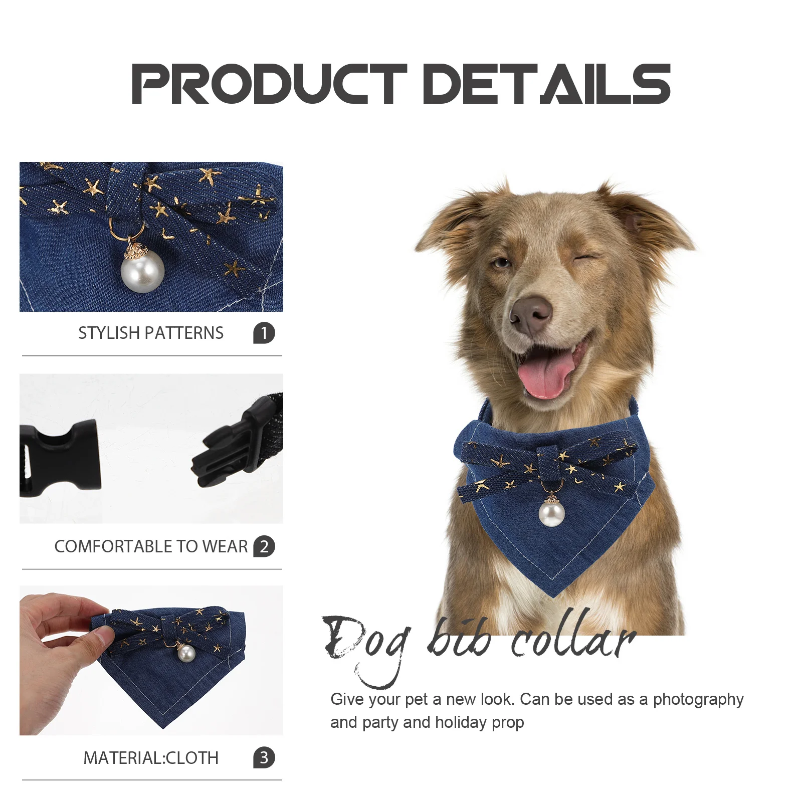 

Cat Dog Bandana Collar Saliva Scarf Adjustable Decorative Pet Bib Collar Neck Decor for Party Photography Puppy Comfortable