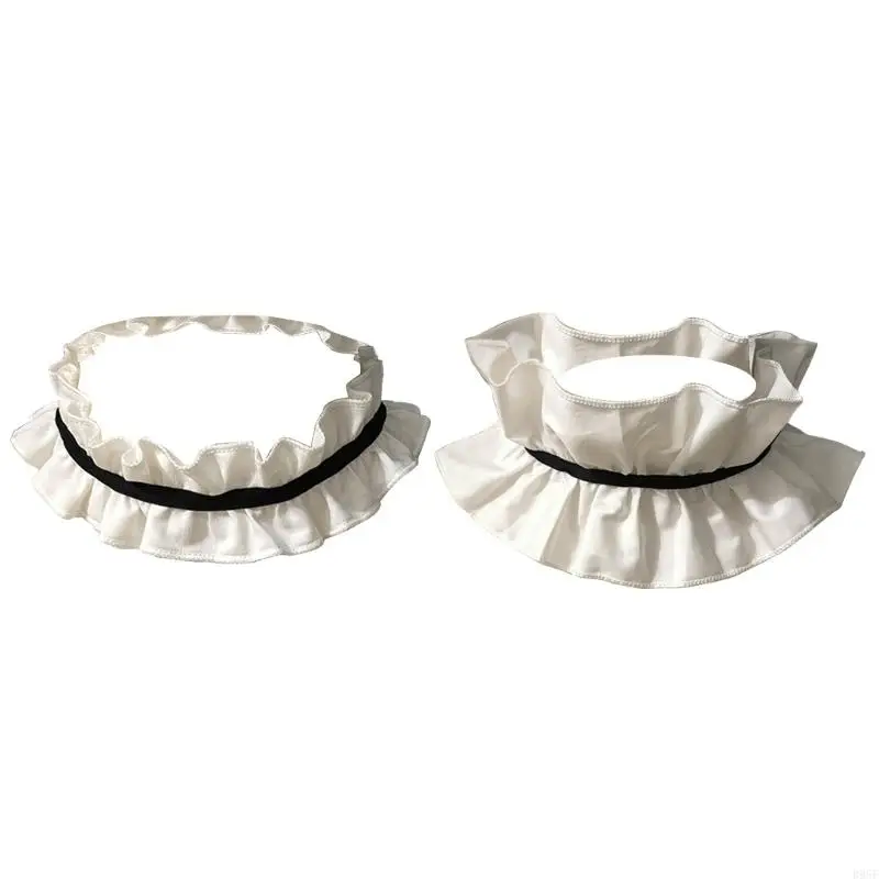 

B95F Adjustable Ribbon Bows Fake Collar Vintage Neck Ruff For Dresses Cosplay Wedding