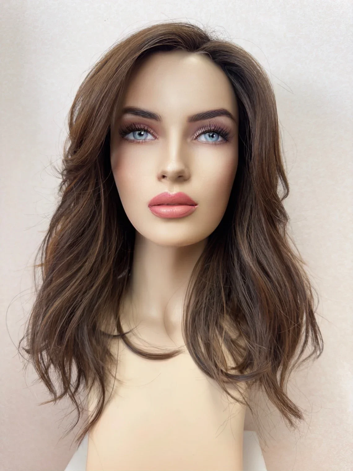 Glueless Soft Highlight Brown 18“ Wave 5x5 Silk Base Jewish Human Hair Wig With Baby Hair HD Lace European Hair Preplucked