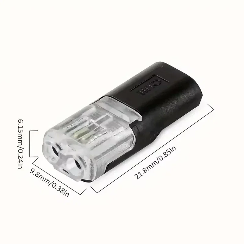 50pcs Double-Wire Plug-in Connector with Locking Buckle Pluggable LED Wire Connector 2 Pin 2 Way Universal Compact Wire
