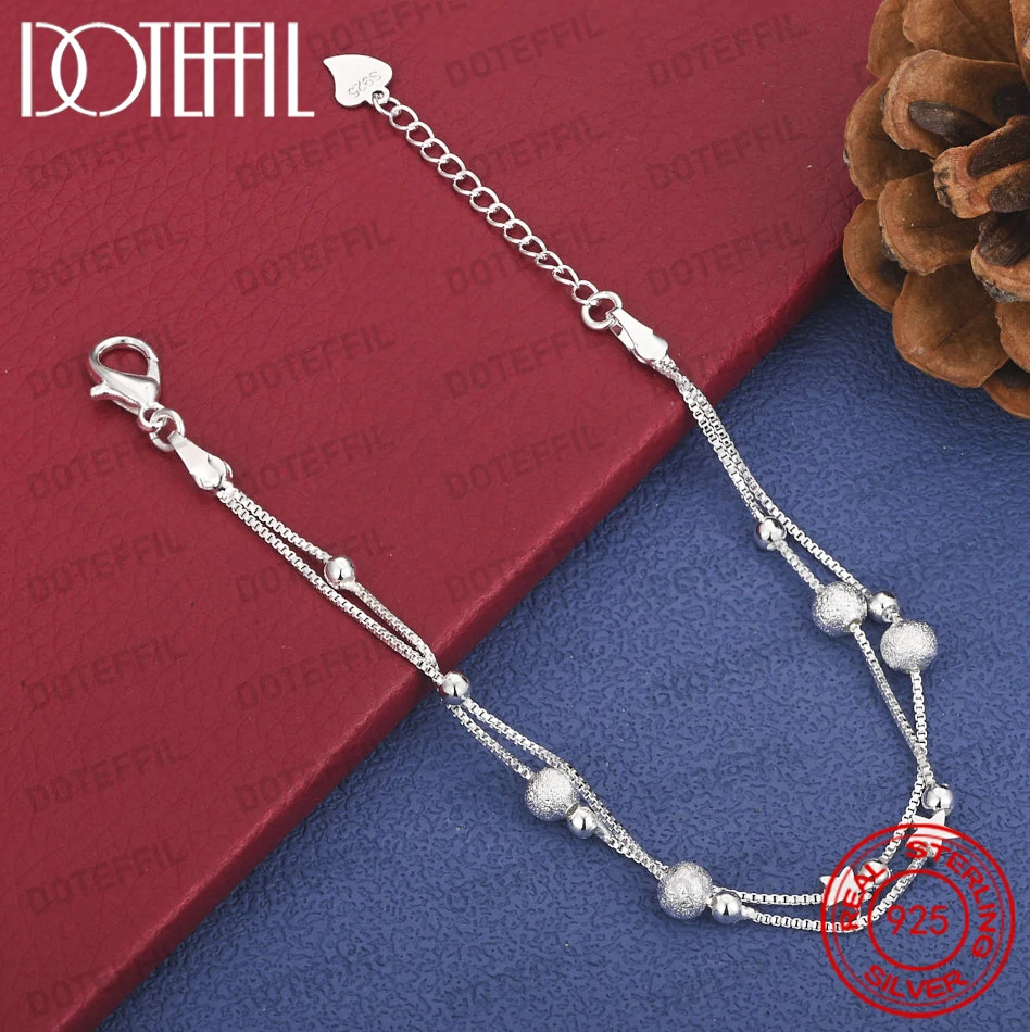925 Sterling Silber Exquisites Doppelschichtiges Stern-Armband mit Mattperlen für Damen, Hochzeitsgeschenk, Party-Schmuck