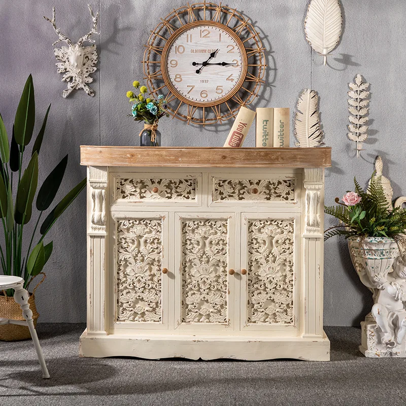 French retro old solid wood checkout page store small payment desk, clothing store flower shop leisure place bar
