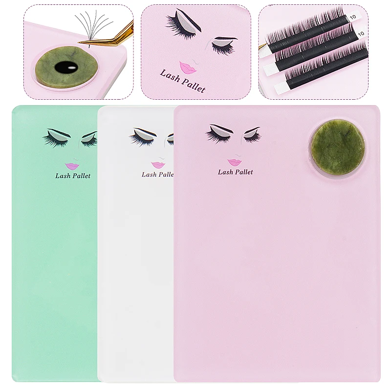 Acrylic Jade Stone Eyelash Plate Tray Grafting False Lashes Extension Holder Glue Pallet Board  Stand Pad Makeup Gasket Tools