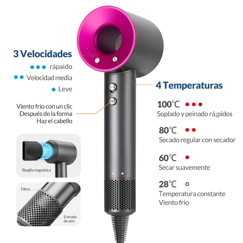 Ionic Hair Dryer 5 In 1 With Diffuser Professional Hair Care Appliances Women Salon Barber Leafless Hairdryer Super Hair Dryer