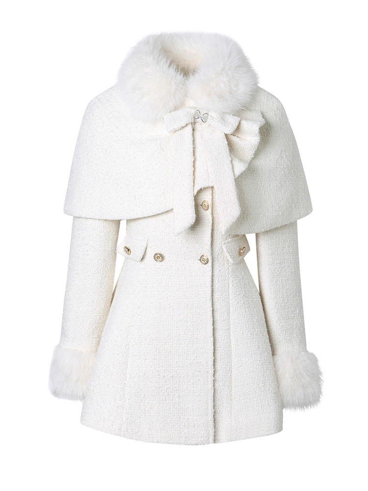 Inverno New Sle Small Fragrance Wind Set da donna Faion Long Sve Dr con collo in pelliccia Mantello Set in due pezzi che nasconde la vita