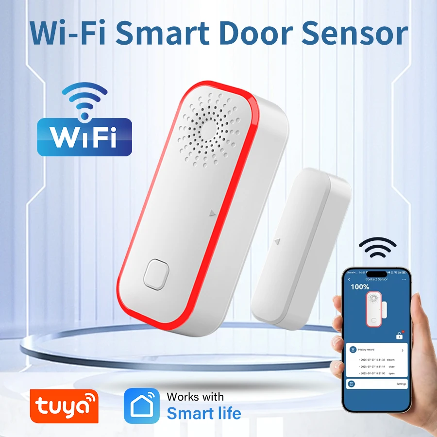 

Магнитный датчик двери Tuya, Wi-Fi, сигнализация для дверей и окон, переключатель для дверей и окон, сигнализация на месте, интеллектуальная сигнализация с низким потреблением