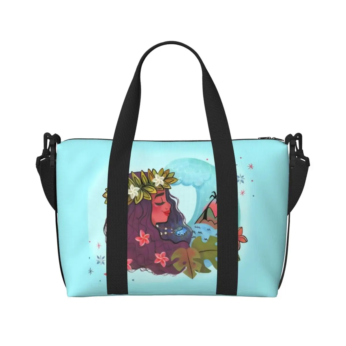 

Custom Moana Cartoon Groceries Shopping Tote Bags Women Big Capacity Gym Beach Travel Bags