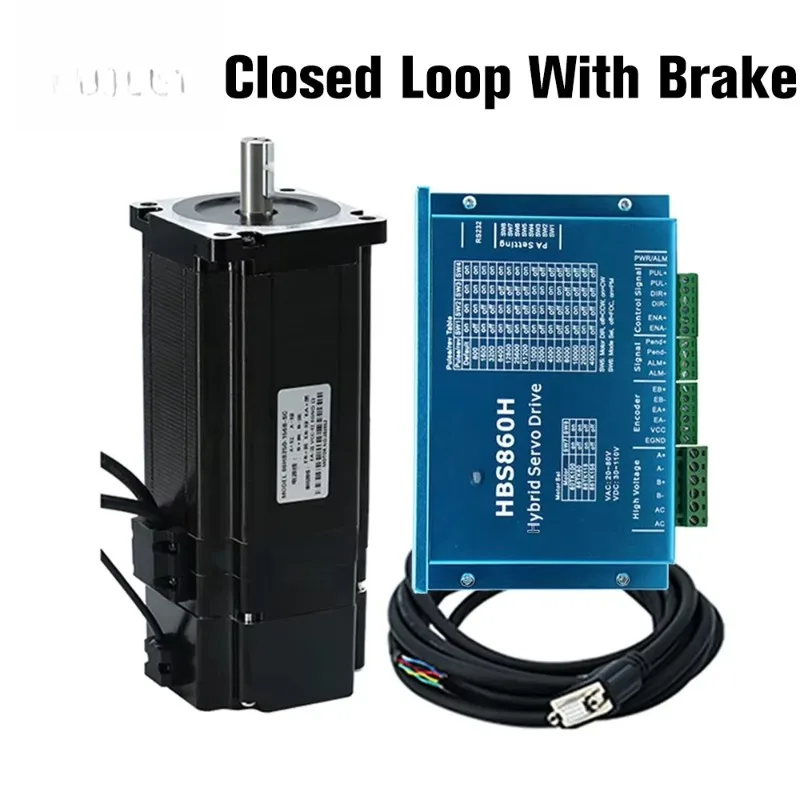 Nema34 2 Phase 4.5 8.5 12.5 Nm Closed Loop Stepper Servo Motor With Brake And Driver For CNC Engraver Laser Plasma Cut Machine