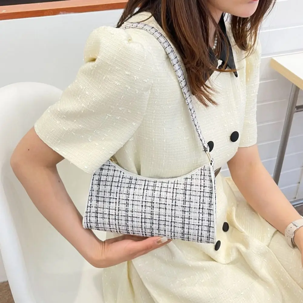 High Quality Cloth Shoulder Bag Casual Checkered Pattern Underarm Bag Messenger Bag