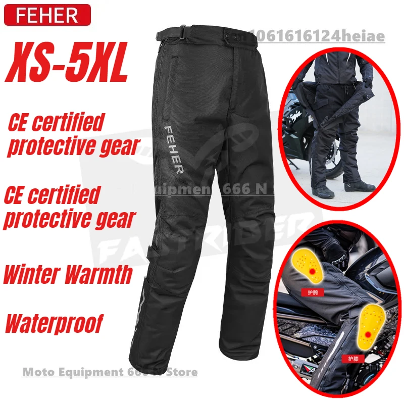

FEHER Men's Motorcycle Riding Pants Winter Thermal CE Certified Anti Fall Pants Windproof Quick Release Motocross Pants 5XL