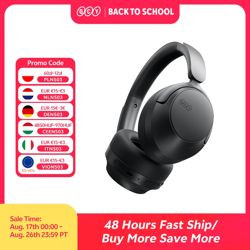 QCY H3S Over-Ear-Kopfhörer Hi-Res LDAC Spatial Sound Headset H3S -56dB Adaptives ANC Kabelloses Headset Bluetooth 6.0 102 Std. Akkulaufzeit