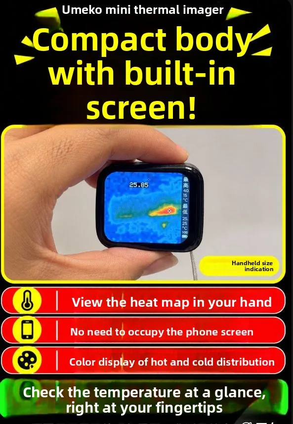Pocket Thermal Imaging Thermometer Measure Temperature Geothermal Hotel During Inspections Available Multiple Languages Portable