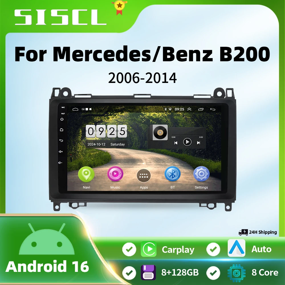 

For Mercedes Benz B200 Sprinter W906 W639 AB Android 16 Class W169 W245 Car Radio Intelligent System Carplay Touch Screen 8 Core