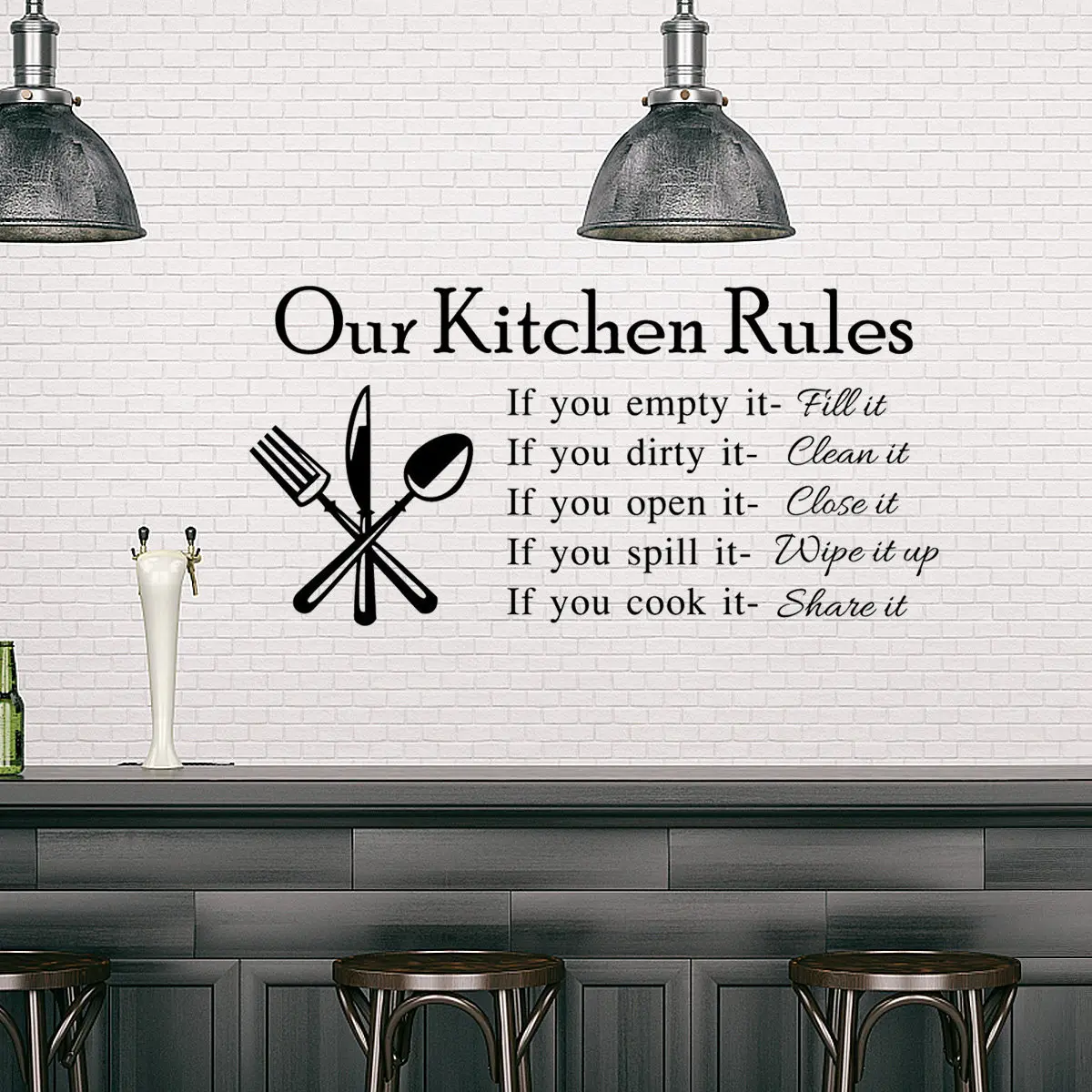 Kitchen Rules Sticker English Letters Sticker Kitchen Decals Sticker Decor Kitchen Wall Sticker
