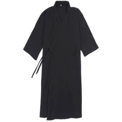 Summer Autumn Men's Casual Japanese Kimono Yukata Robes Long Sleeve Bathrobe Pajamas Cotton Home Robe Sleepwear