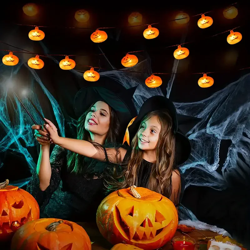 40 LEDs Halloween Kürbis LED Lichterketten mit Fernbedienung für Indoor Outdoor Holiday Party Halloween Dekoration – Detail 4