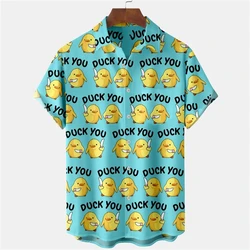 Fashion Trend Men's Shirts Duck Print Hawaiian Shirts For Men Summer Beach Casual Shirts Quick Dry Tops Oversized Funny Clothing