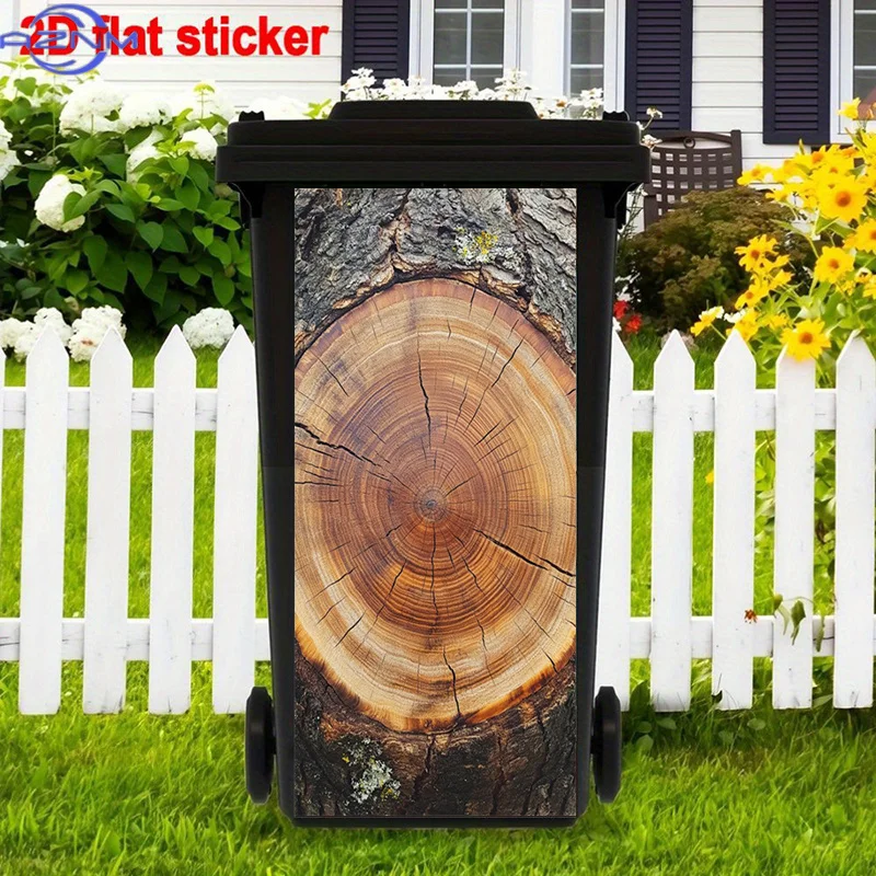 Tree Ring Stickers Decoration, Rustic Nature Stickers, Texture Trash Can Stickers Decor, Oak Cross Section Poster for Bedroom
