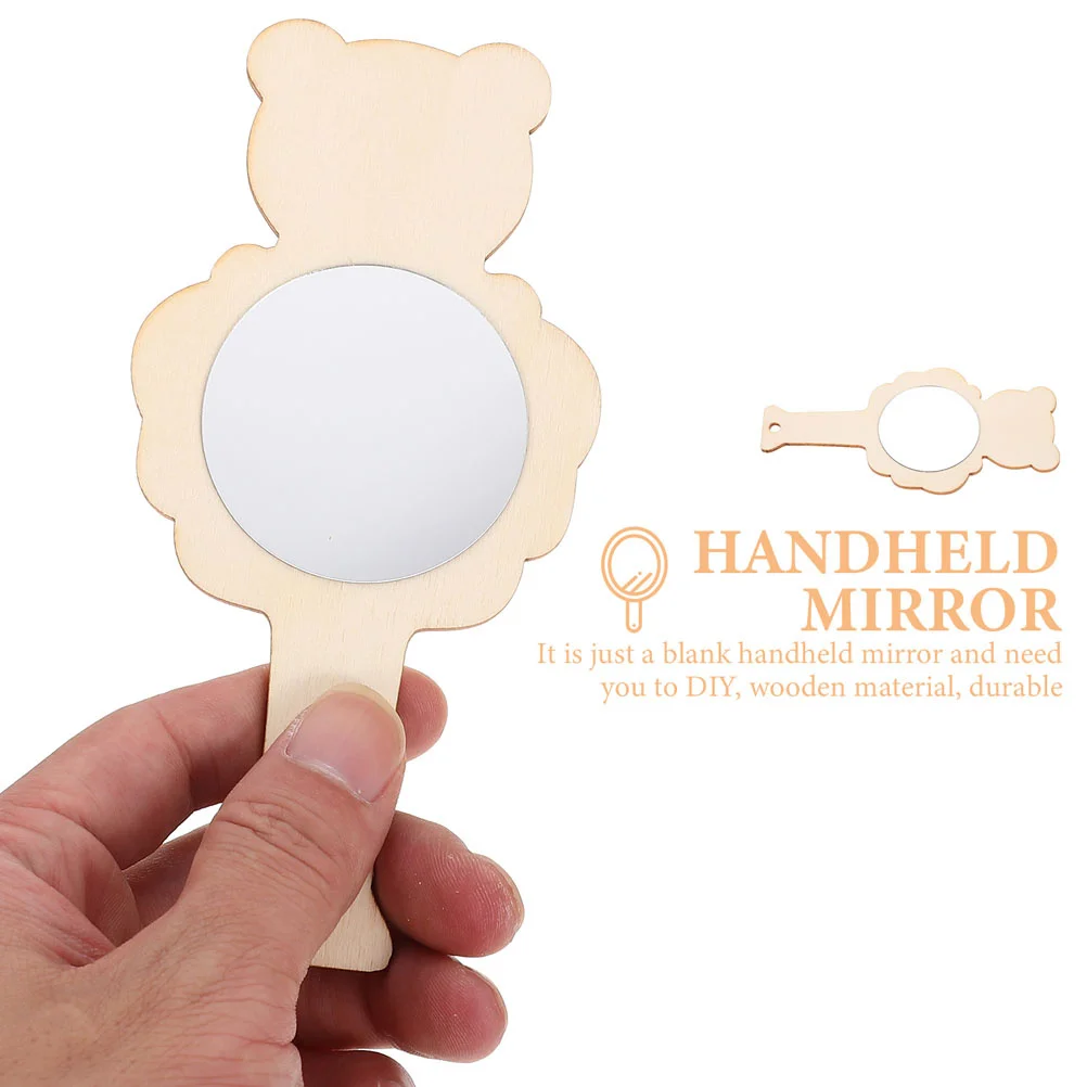 5 Stück leere Bastelspiegel zum Selbermachen, hölzerne Handspiegel für pädagogisches Spielen, Aktivität der Hand, Gehirn, Koordination, Entwicklungsaktivität