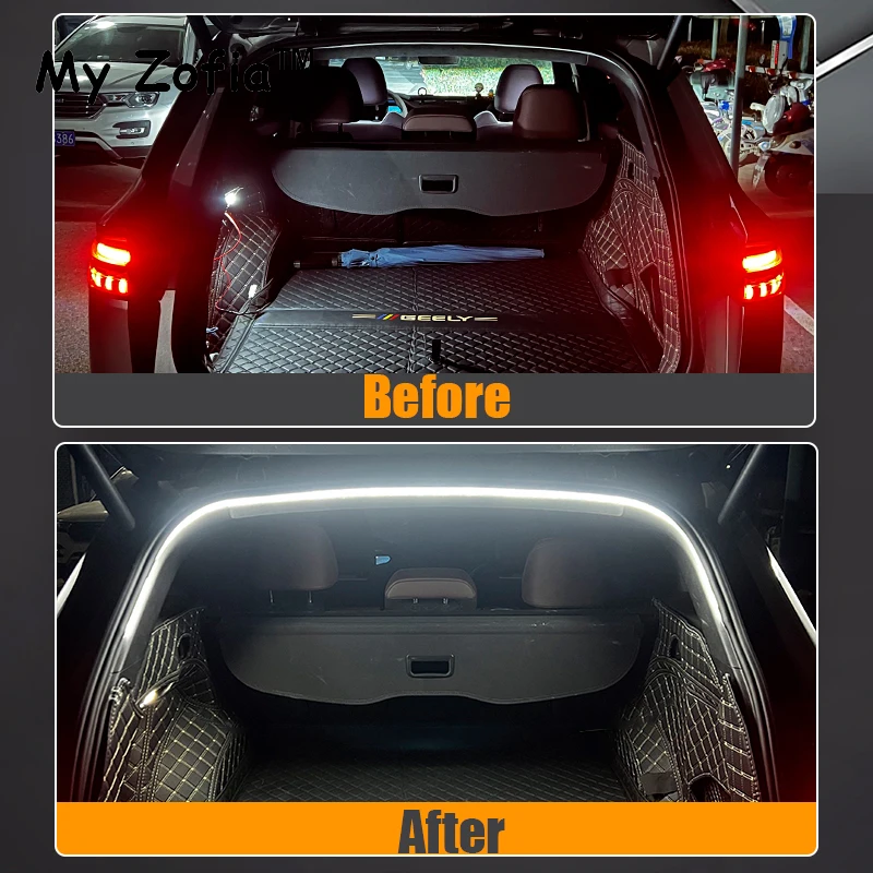 For New Geely Coolray 2023 2024 2025 Car Trunk Atmosphere Lamp Strip Colors Trunk LED Car Super Bright Surround Light Strips