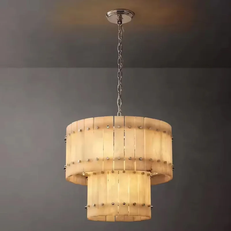 

2025 Designer Single Layer Marble Pendant Lamp Round Rectangle Chandelier Dimmable Ceiling Luster Adjustable