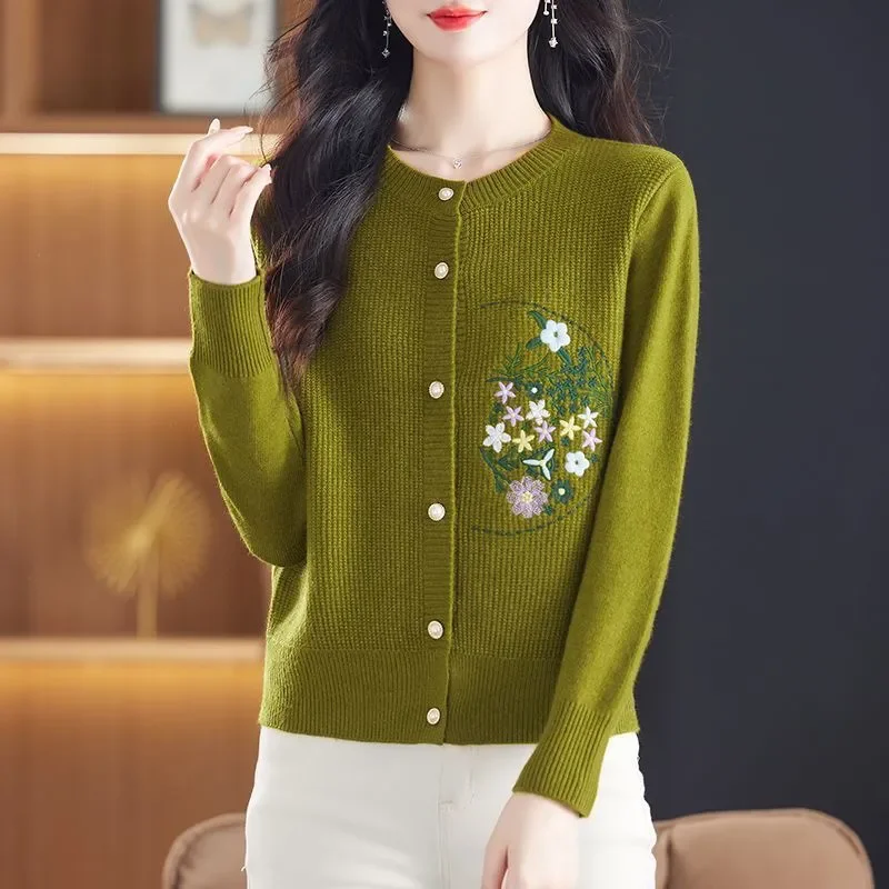 

Осень-зима, офисный женский простой свитер с круглым вырезом и длинными рукавами, пальто, женский универсальный вязаный кардиган на пуговицах, топы