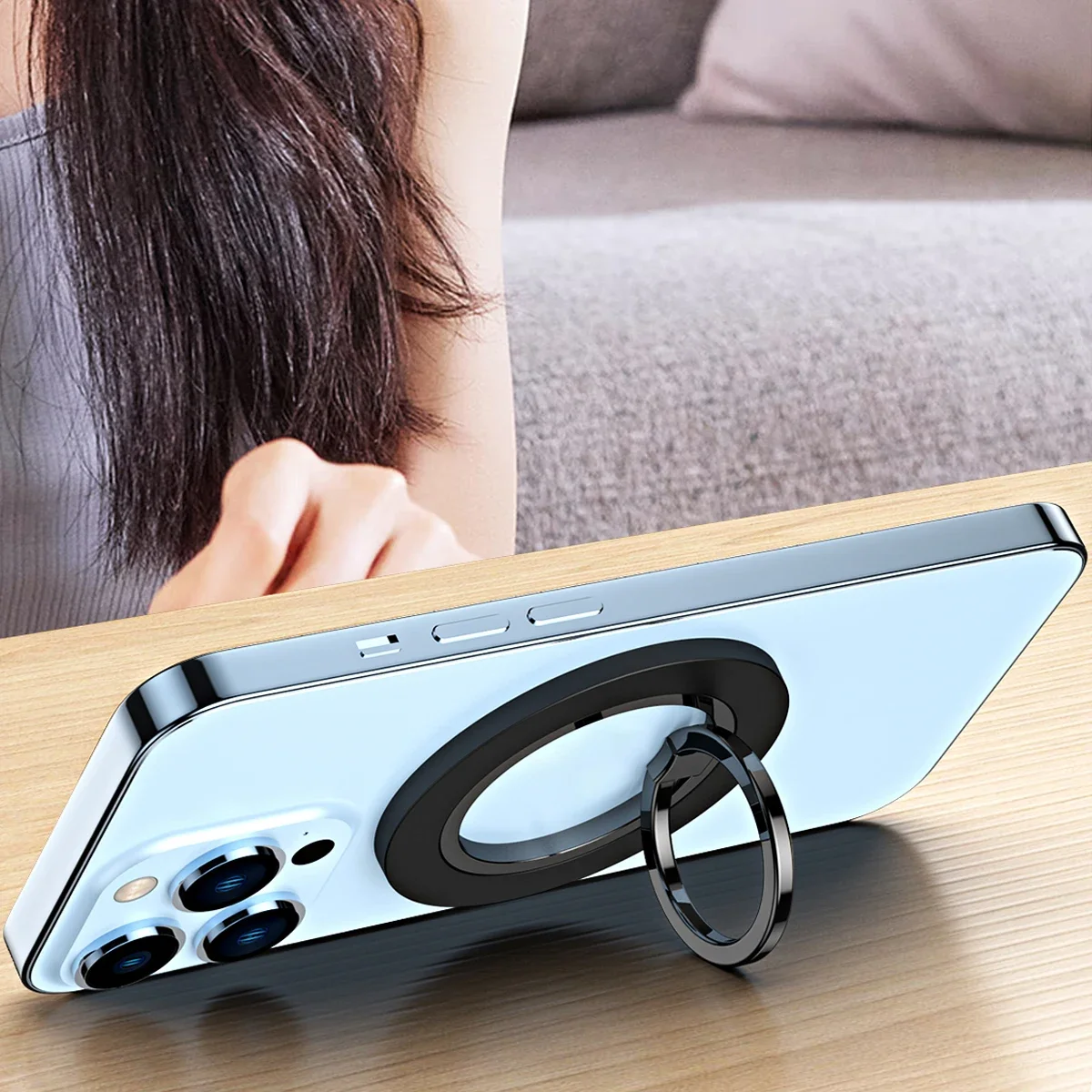 Magsafe 회전식 도금 용 전화 손가락 링 마그네틱 홀더 iPhone13 14 15 16 Pro/Plus 용 강력한 자석 스탠드 금속 브래킷
