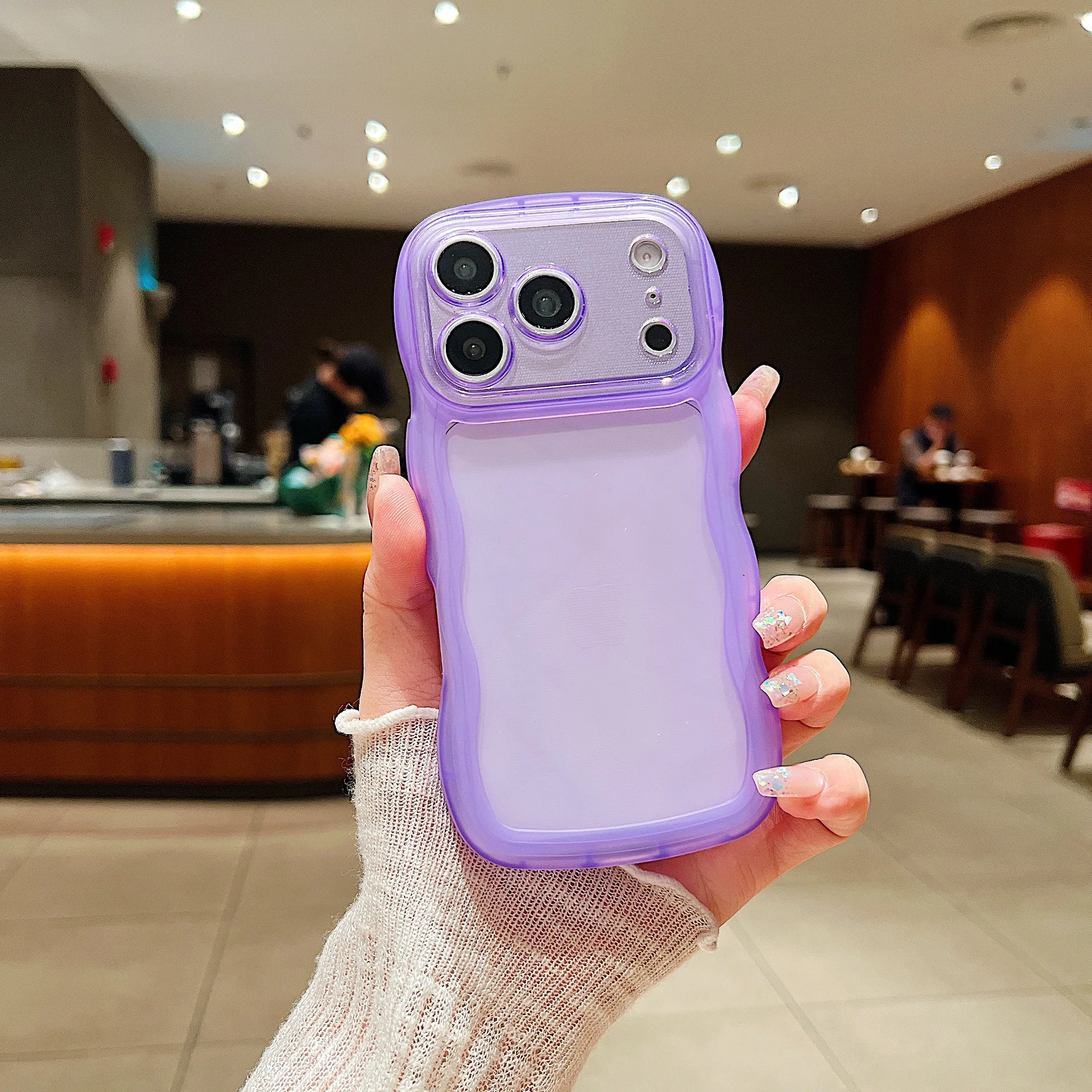 for iPhone 17 Air 16 15 14 13 12 11 Pro Max Mini XS Plus Case Cute Clear Curly Wave Hybrid Shockproof Bumper Cover Soft Fundas
