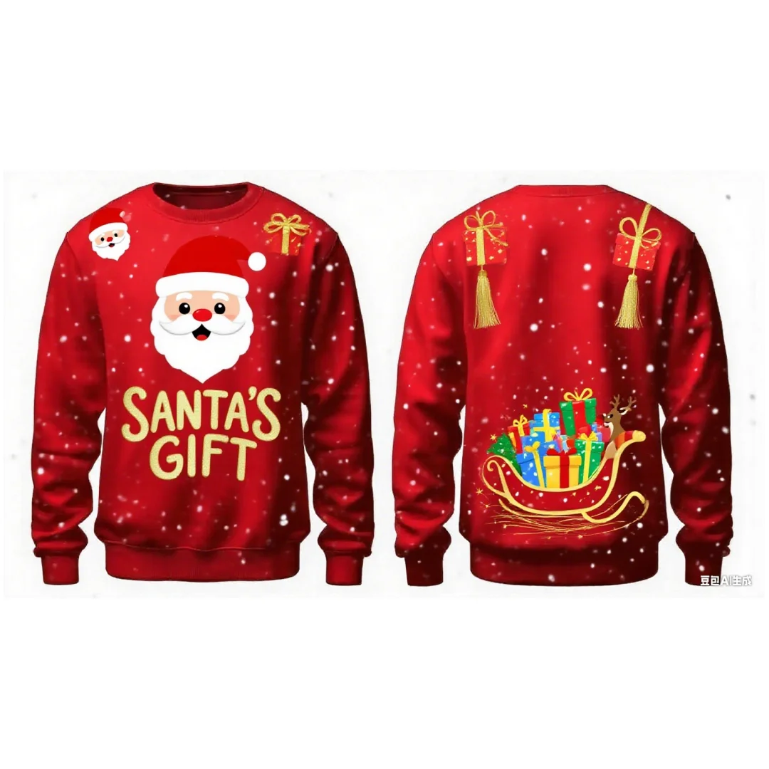 Kerstfeest viering grafische hoodie 3D print lente en herfst mode veelzijdige streetwear heren en dames Y2K hoodies