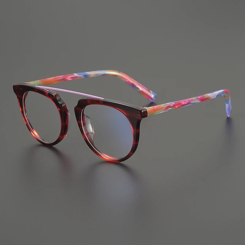 2025 New Acetate Double Beam Glasses Frame for Women Myopia Reading Eyeglasses Personalized Men Optical Prescription Eyewear