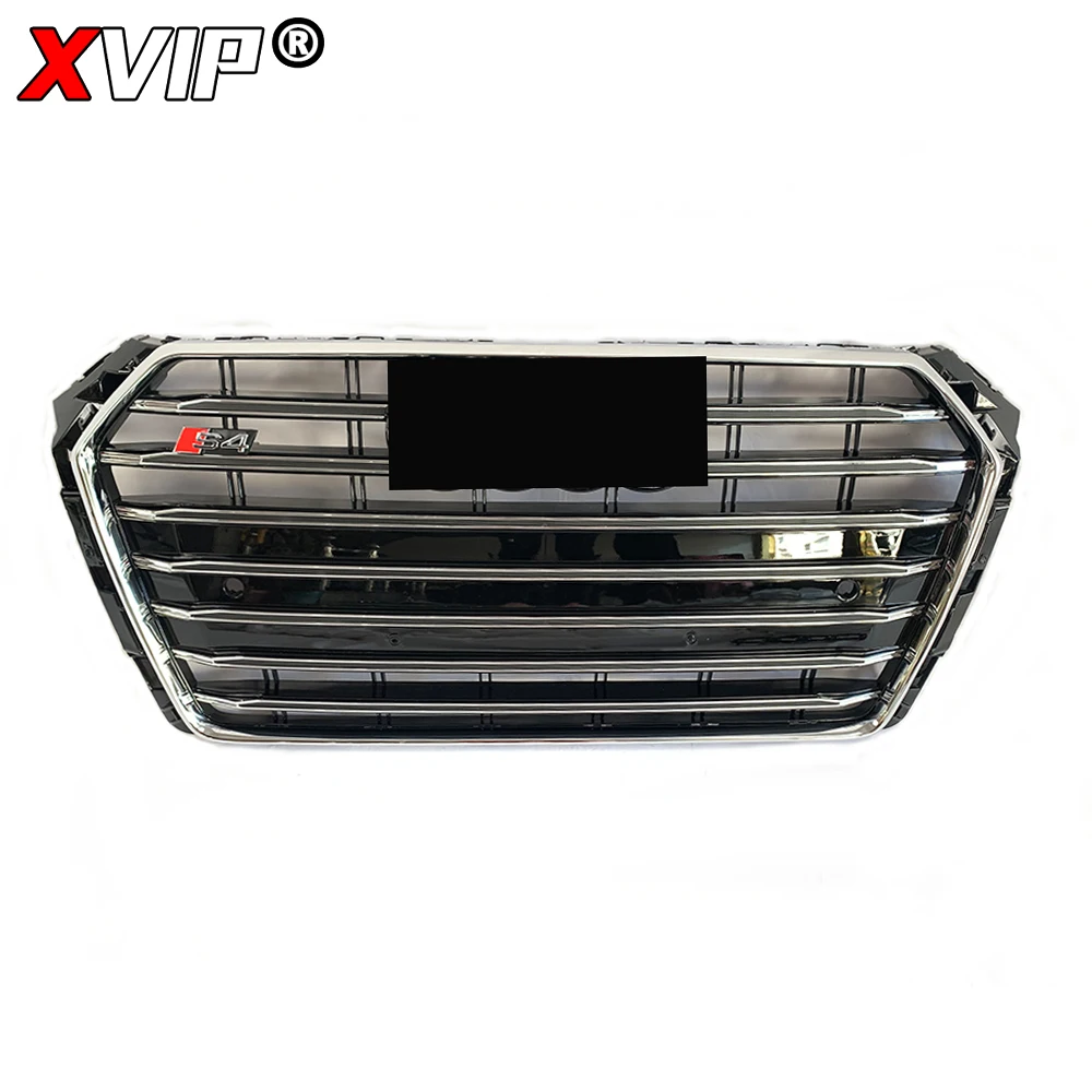 XVIP Front Silver And Black Style Bumper Grille For Audi A4 S4 B9 2016-2019 To S4/RS4 Style High Quality Honeycomb Upper Grille