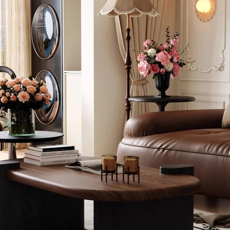 

Japandi Irregular Coffee Table Decor Black​ Nesting Luxury Coffee Table Japanese Poker Mesa De Centro Sala Home Furniture