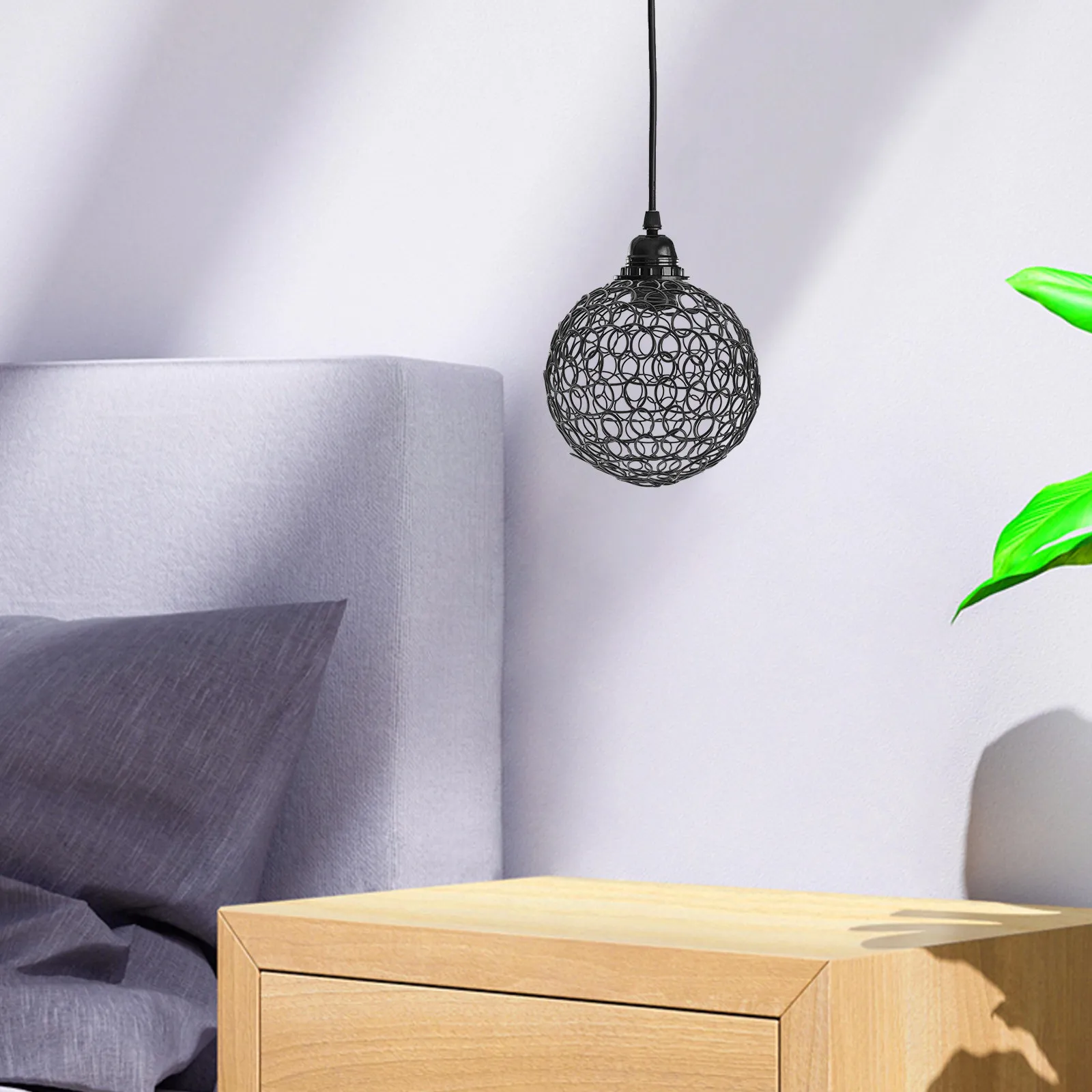 Vintage Cage Lampshade Electroplated Spherical Pendant Light Shade Hollow Industrial Metal Wire Frame Bedroom Living
