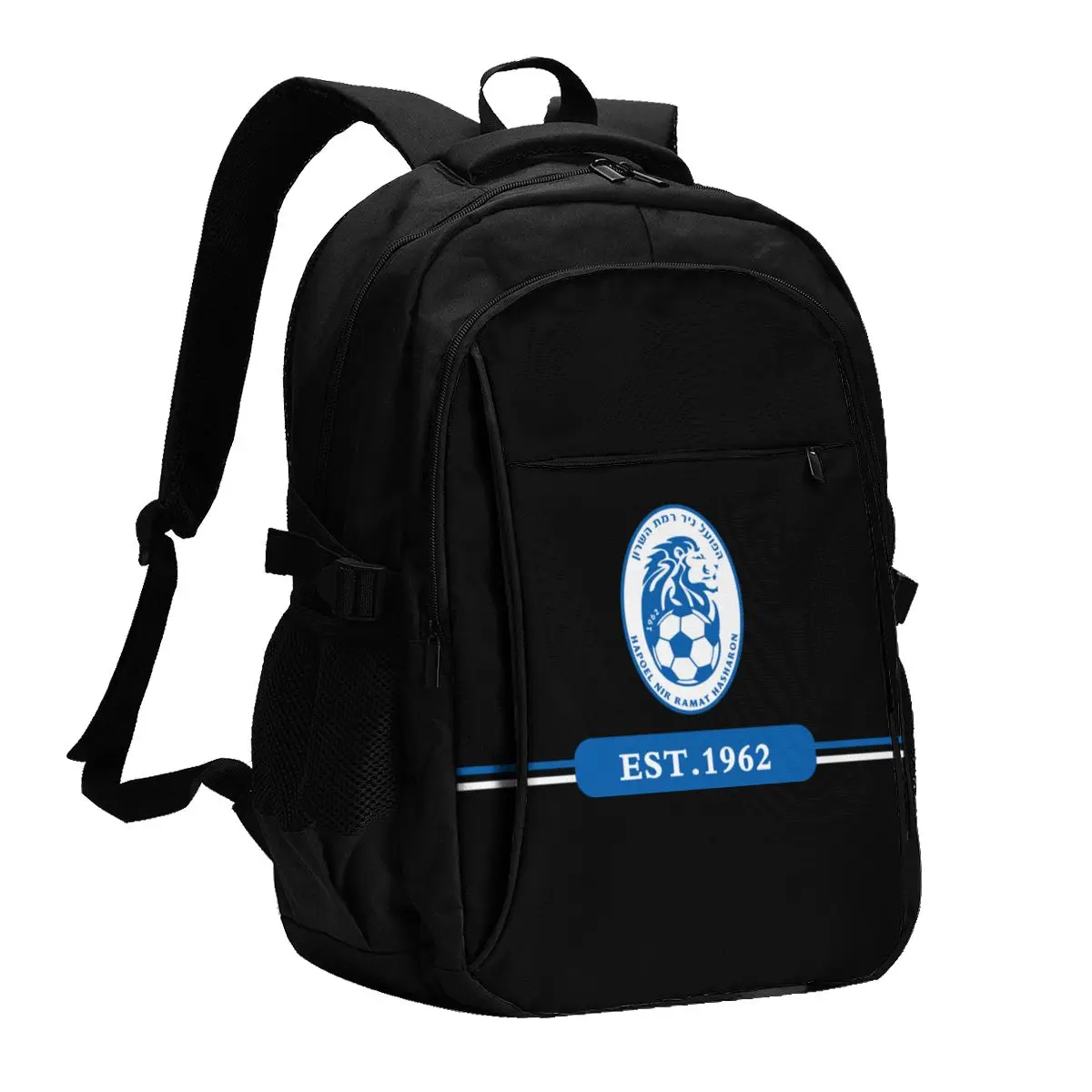 

Israel Hapoel Nir Ramat HaSharon Fc Large Travel Laptop Backpack Water Resistant Bag with USB Charging Port Business Daypack