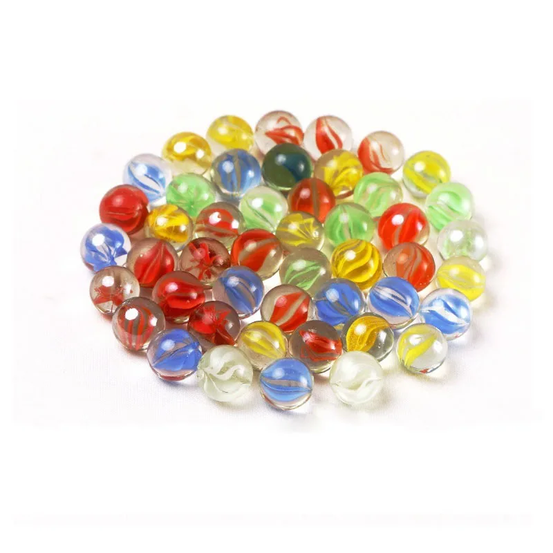 50pcs 14MM Cat Eye Petal Glass Marble Catapult Marble Colored Pattern Glass Beads Transparent Marble Ball Children's Toy view 2