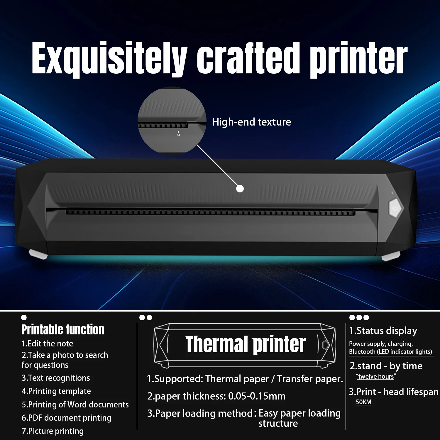

KVM Wireless Tattoo Transfer Stencil Printer Portable A4 Thermal Printer Tattoo Transfer Printer Compatible with Phone,iPad & PC