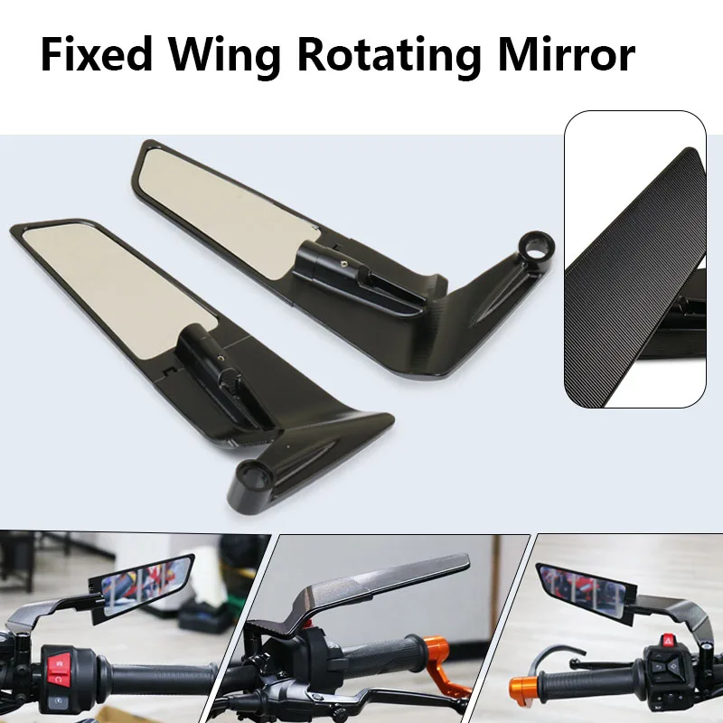 

Universal Motorcycle Fixed Wing Adjustable Rotating Rearview Mirrors Fit For Z250 Z300 Z400 Z650 Z750