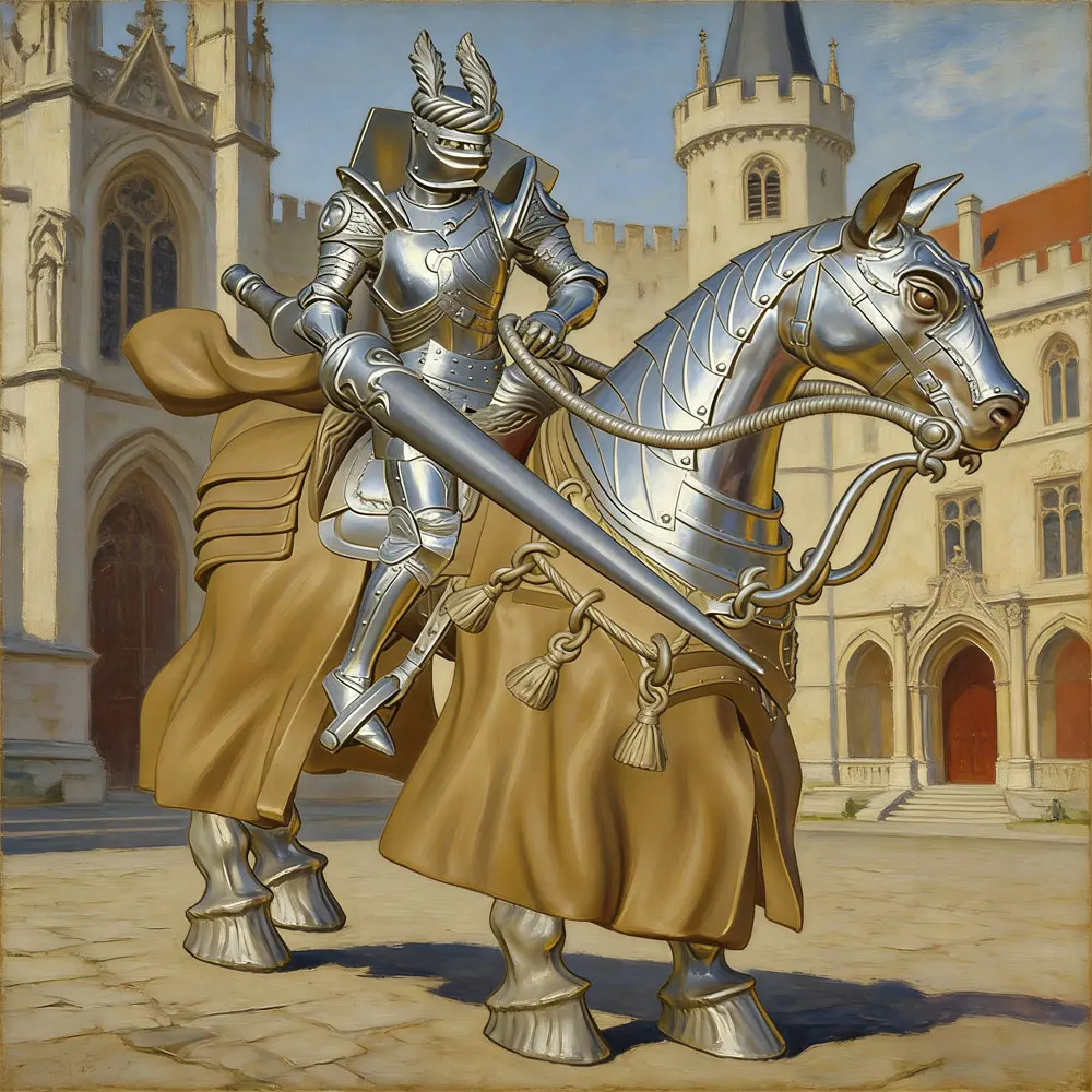 

1/24 Desk ornament，Stylish Armor Knight Warhorse Resin Model, Medieval Style, GK Miniature 3D Printed Figure, Uncolored