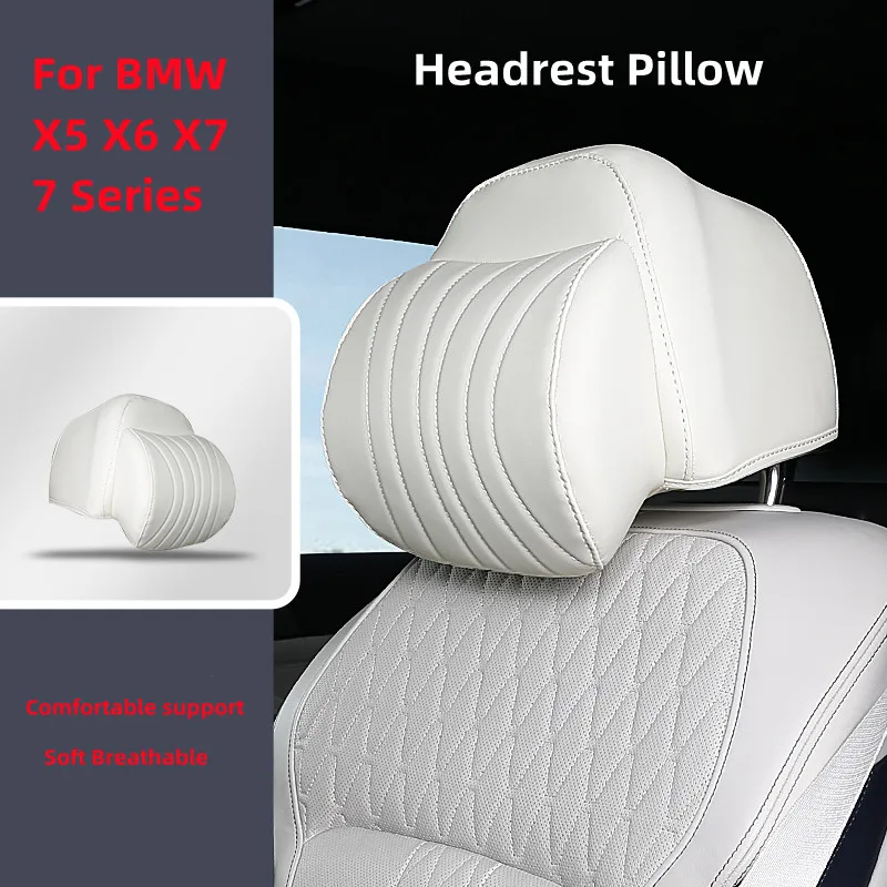 Headrest Pillow Neck Cushion For BMW X5 G05 X6 G06 X7 G07 7 series G12 Leather Full Surrounded Car Seat Head Neck Rest Pad