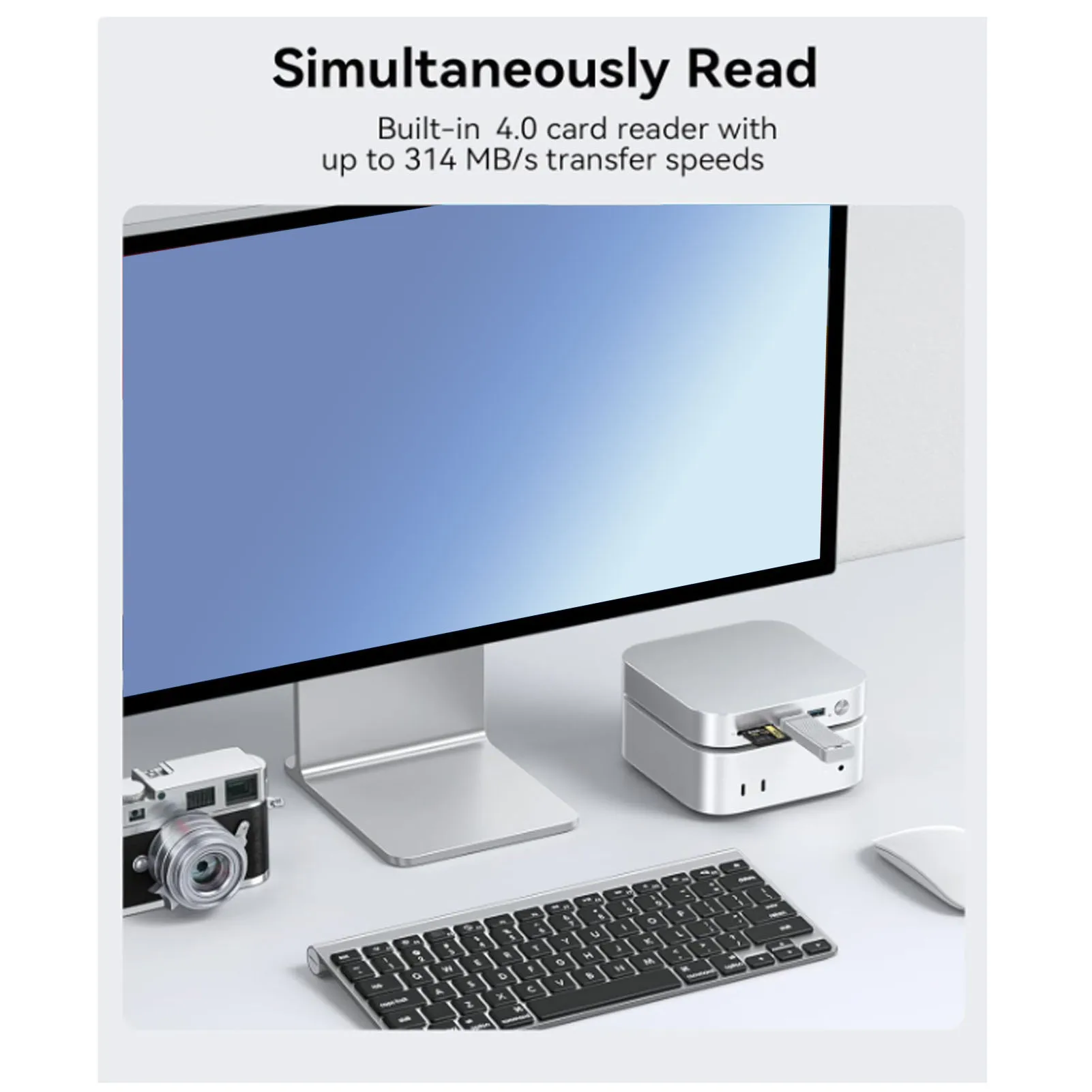 

Aluminum Alloy Mount Dock Easy Setup Plug and Play for Mac Mini M4 Dock 40Gbps Bandwidth 10Gbps USB A Ports for Entertainment