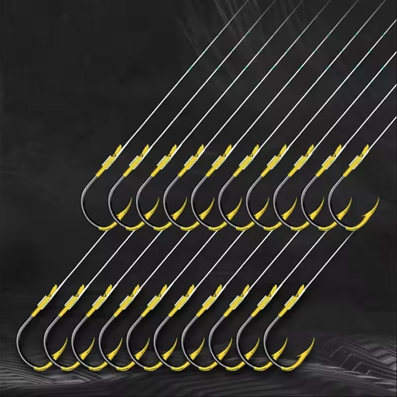 Steel fish hook high carbon carp hook Japanese-style seawater fishing Ansuo line binding line 45CM Fishing hook 10 pairs / bag 1