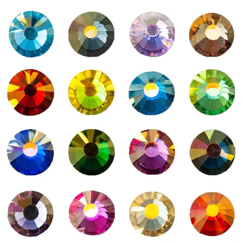 YANRUO 2058 couleurs AB verre à fixation chaude Strass Flatback fer sur cristaux Strass pour décoration de vêtement plaqué AB