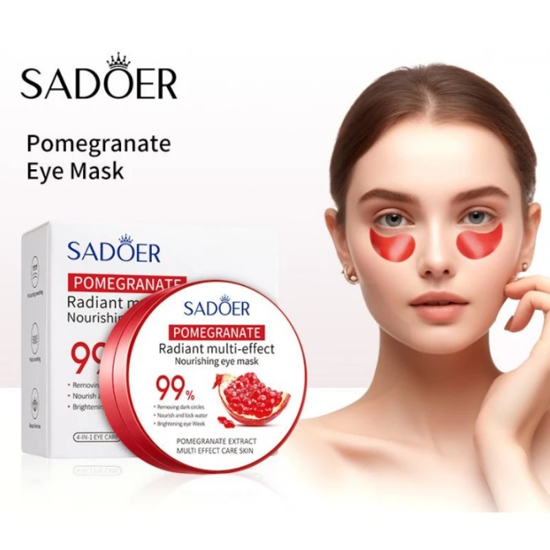 SADOER-Masque hydratant pour les yeux à la grenade, 60 pièces, nourrissant, élimine les cernes, anti-poches, estompe les ridules, blanchissant