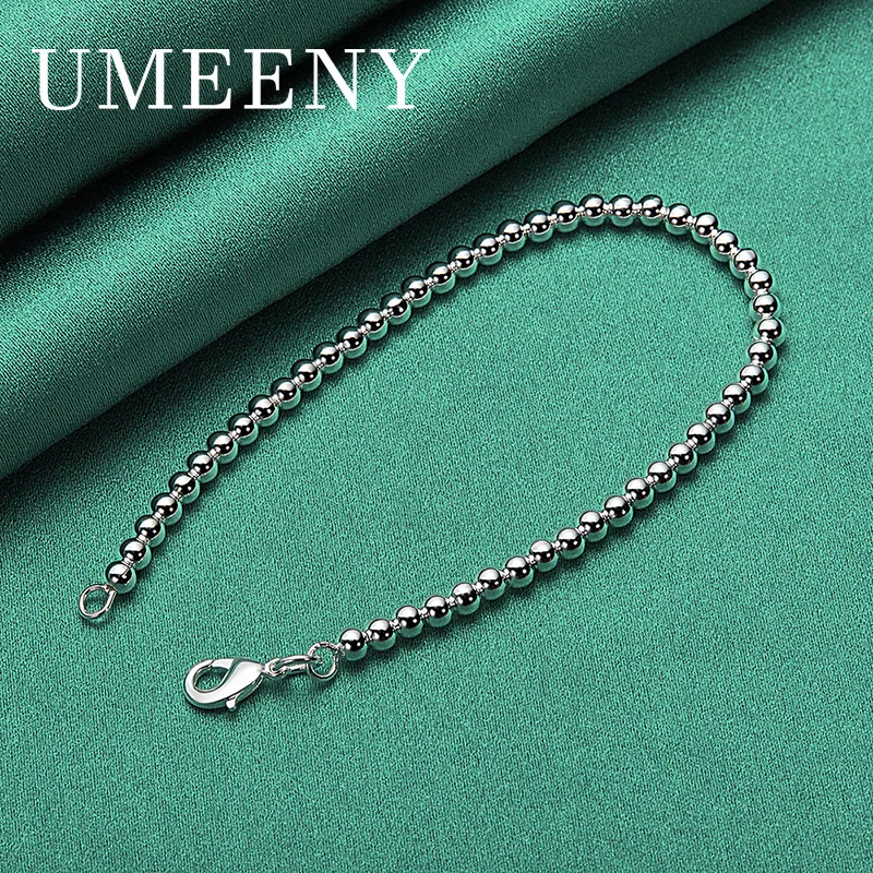 

Luxury 925 Sterling Silver 8 Inch Delicate Extra Fine Round Bead Bracelet for Women Party Gift Accessories