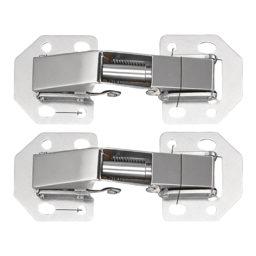 Silver 90 Degree Non Perforated Cabinet Hinges With Screws Foldable Spring For 10-19mm Door Thickness DIY Home Improvement Tool