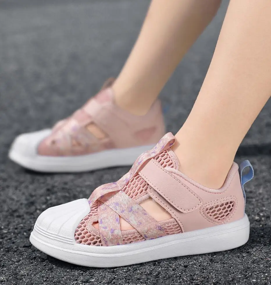 Moda bambini scarpe Casual morbide ragazze leggere Chunky Air Mesh Sneakers Kid Summer 4 5 6 7 8 Princess Net calzature sportive coreane